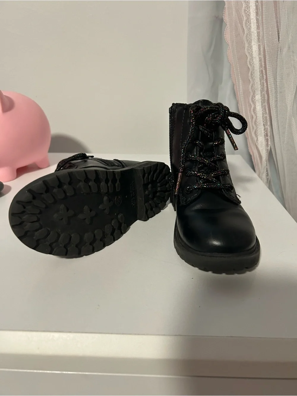Old Navy Kids Black Lace-Up Combat Boots